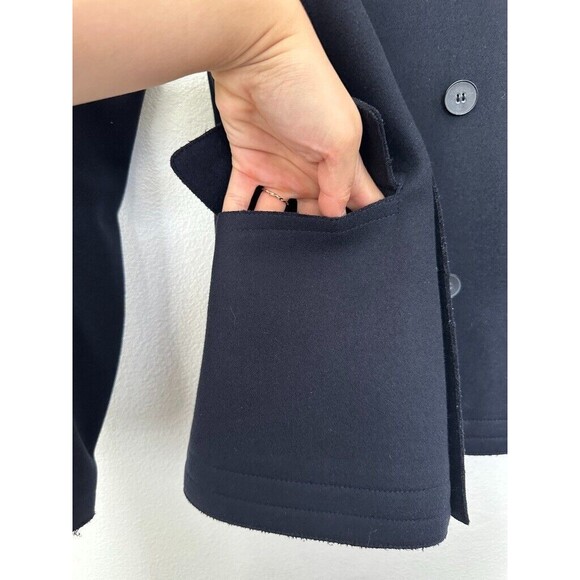 Theory Dorima Raw Edge Double Breasted Wool Cashmere Coat Navy Blue Women's 0 - Picture 4 of 9